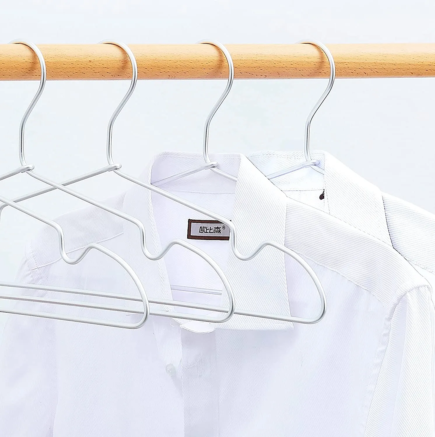 5 Pack Heavy Duty Aluminum Alloy Coat Hangers-Sliver