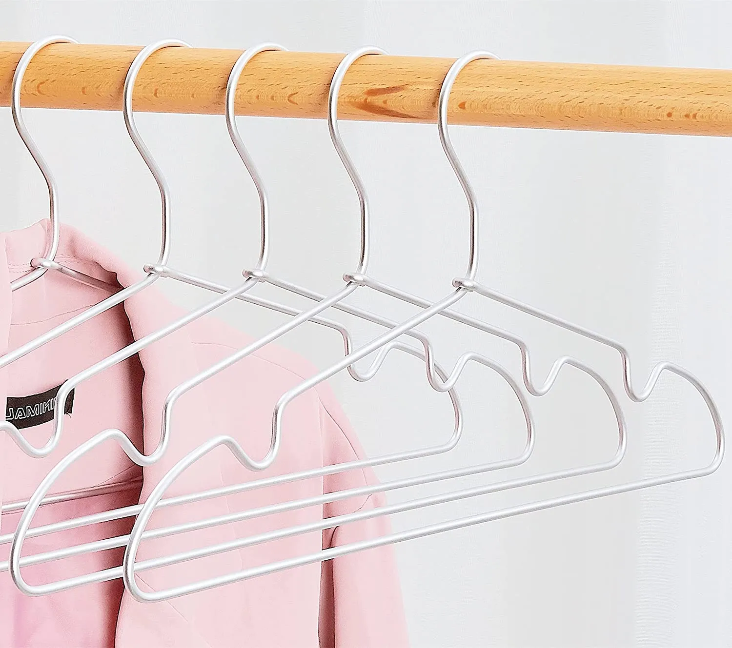 5 Pack Heavy Duty Aluminum Alloy Coat Hangers-Sliver