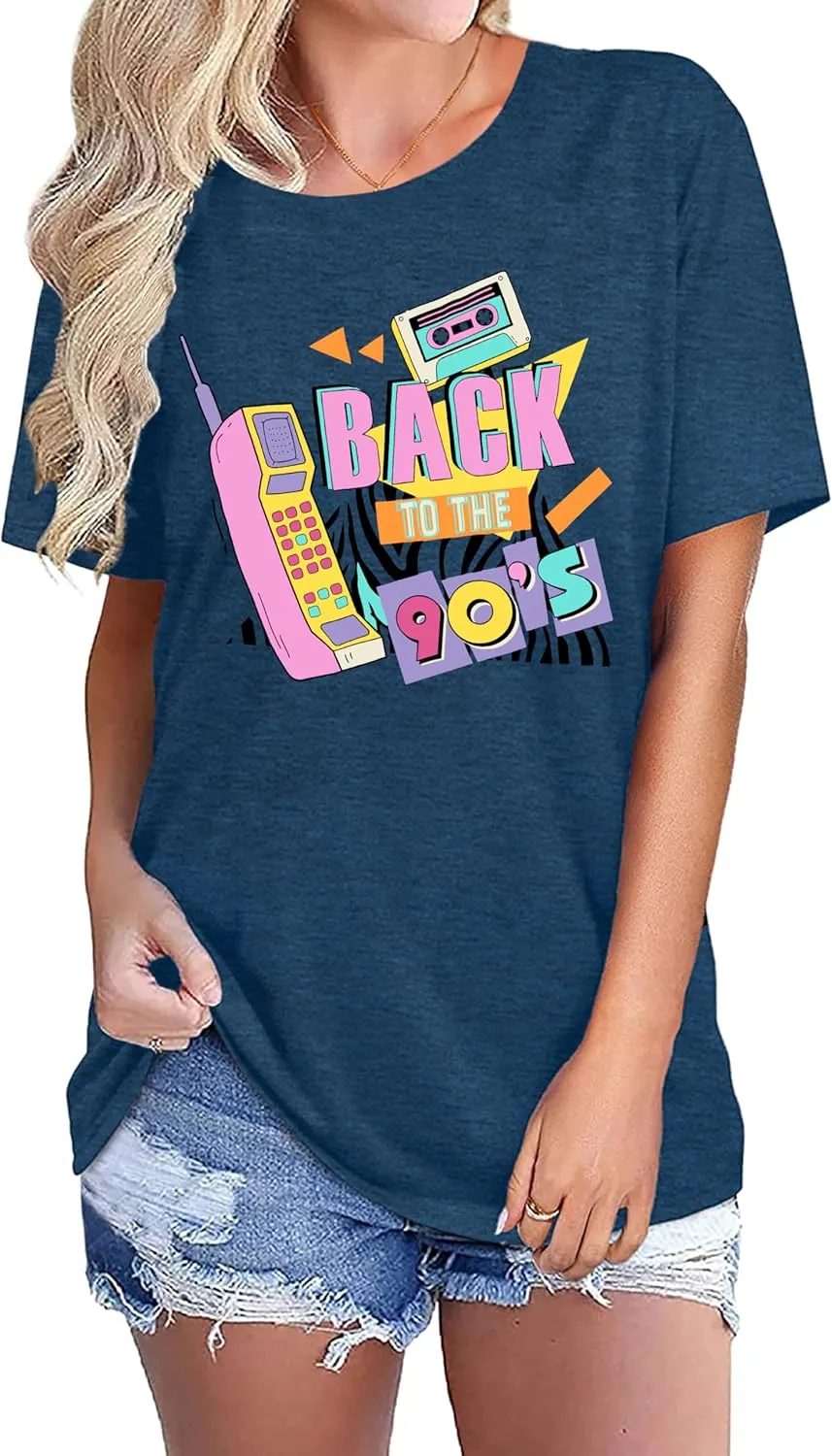 90s Shirt for Women Back to The 90's Shirt Vintage 1990s Theme Party Shirt Retro Casual Loose Tee Tops