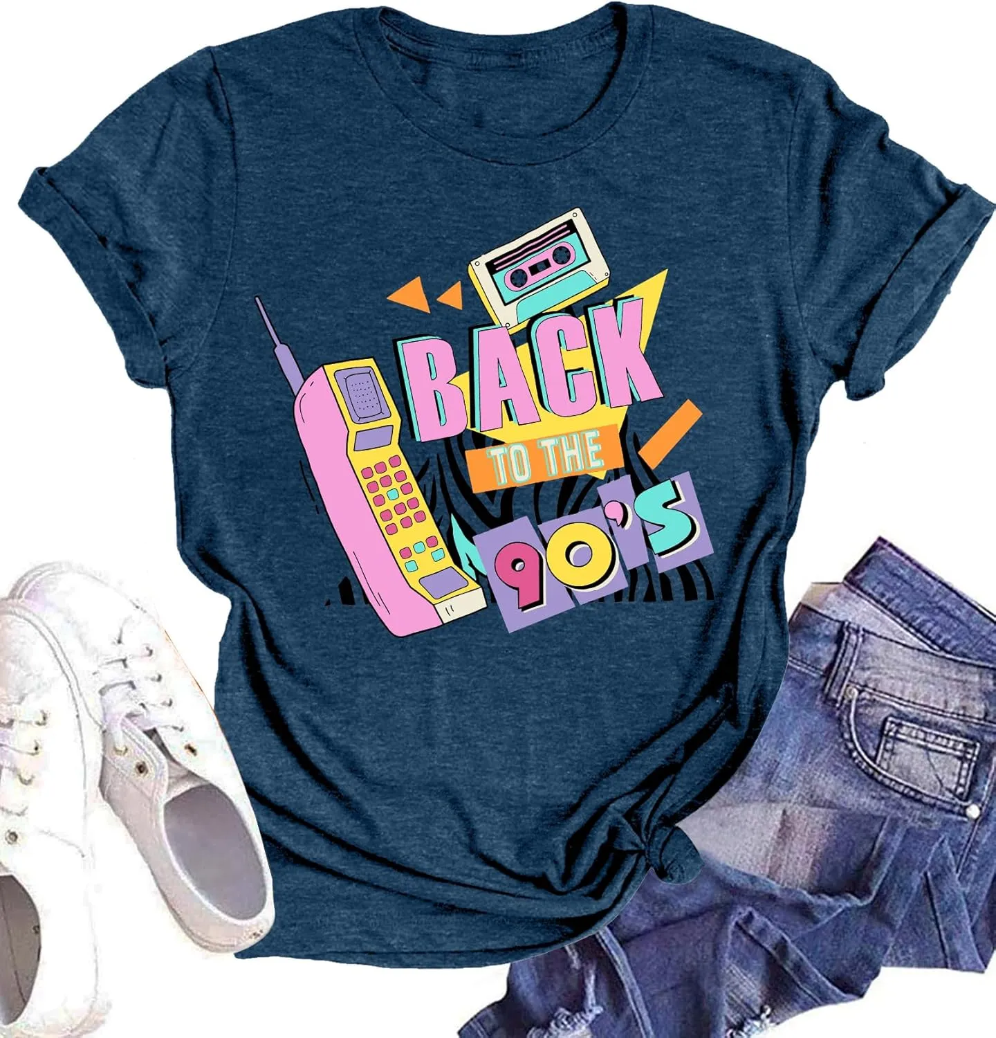 90s Shirt for Women Back to The 90's Shirt Vintage 1990s Theme Party Shirt Retro Casual Loose Tee Tops
