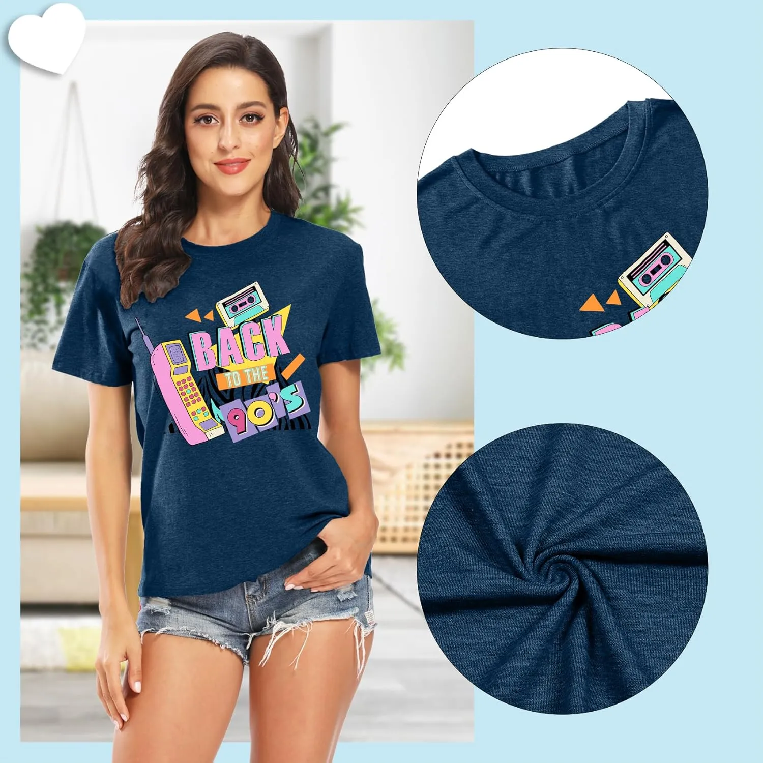 90s Shirt for Women Back to The 90's Shirt Vintage 1990s Theme Party Shirt Retro Casual Loose Tee Tops