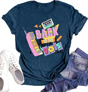 90s Shirt for Women Back to The 90's Shirt Vintage 1990s Theme Party Shirt Retro Casual Loose Tee Tops
