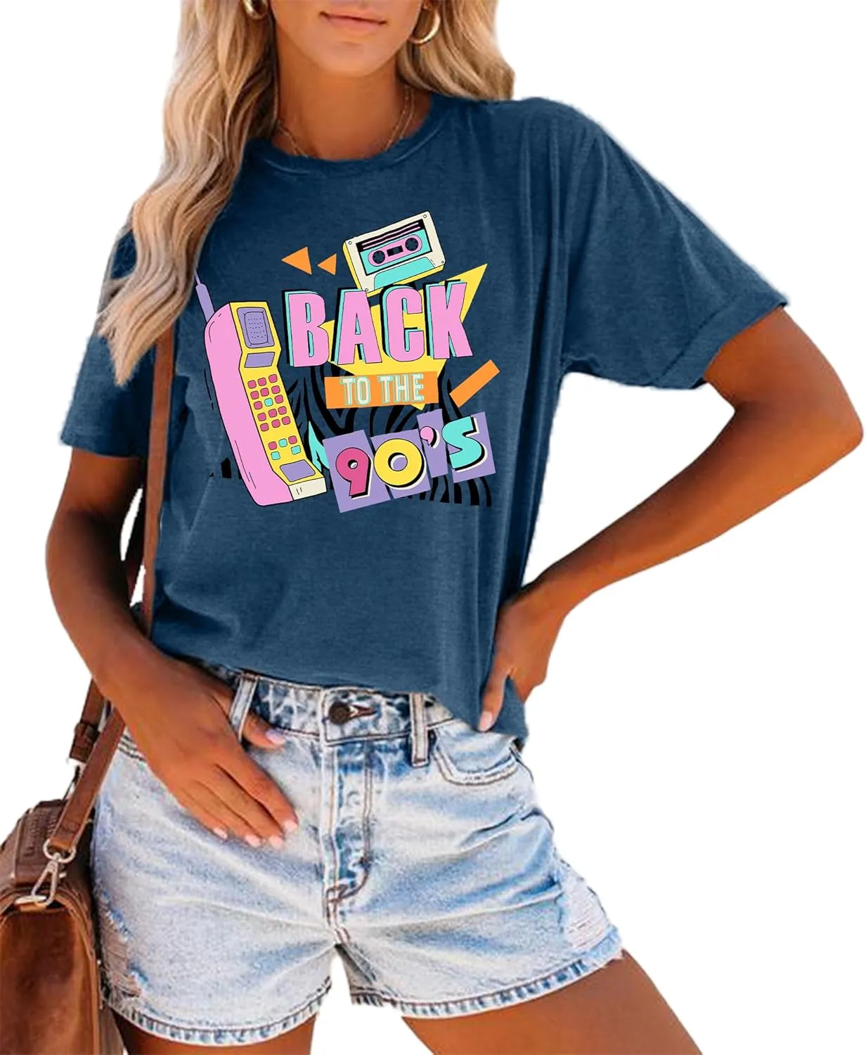 90s Shirt for Women Back to The 90's Shirt Vintage 1990s Theme Party Shirt Retro Casual Loose Tee Tops