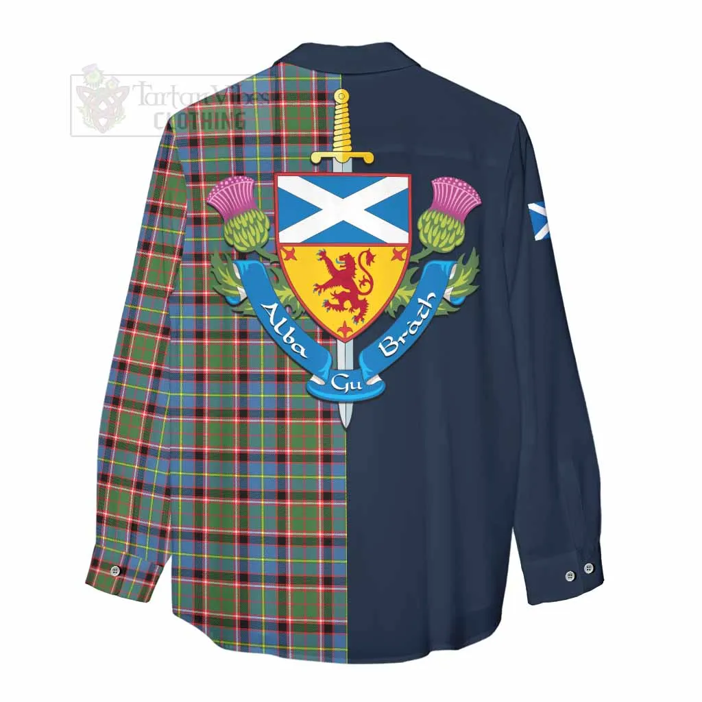 Aikenhead Tartan Women's Casual Shirt Alba with Scottish Lion Royal Arm Half Style