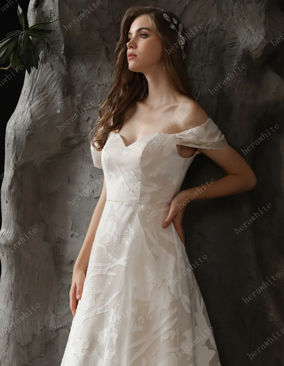 All Over Lace A-Line Wedding Dress with Off The Shoulder Straps