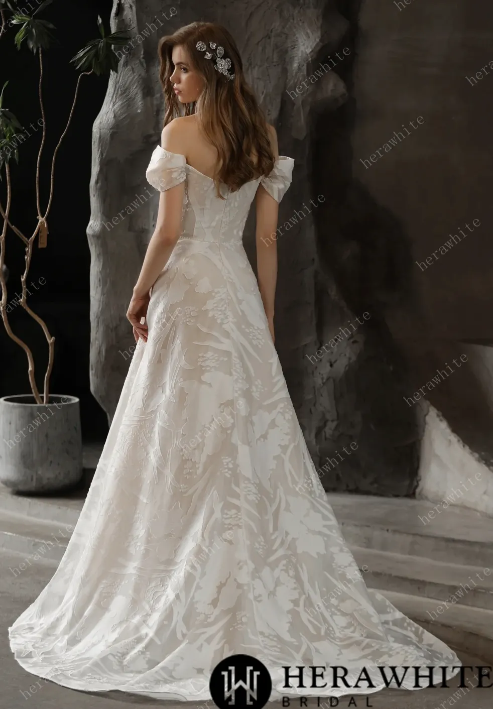 All Over Lace A-Line Wedding Dress with Off The Shoulder Straps