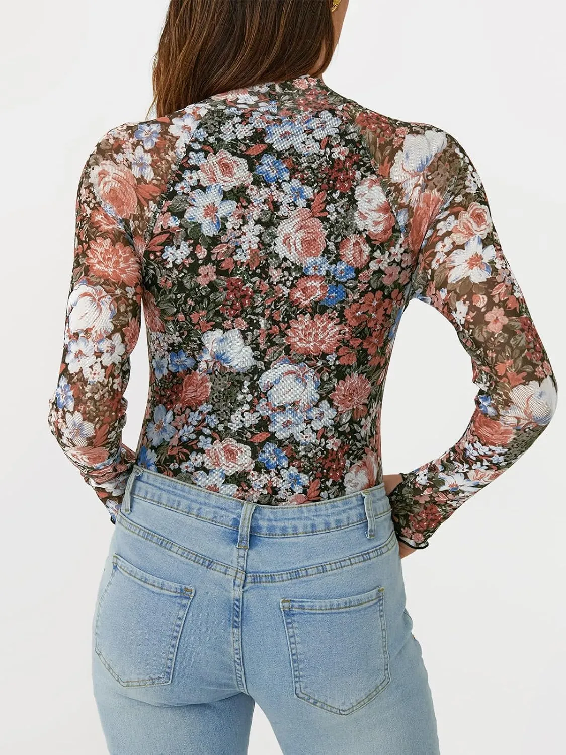AUTOMET Lace Long Sleeve Floral Mesh Mockneck Going Out Tops for Women Spring Fashion Outfits 2025