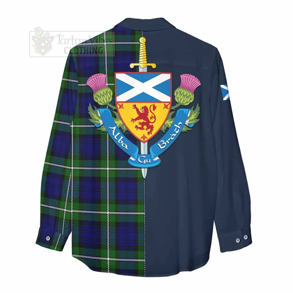Bannerman Tartan Women's Casual Shirt Alba with Scottish Lion Royal Arm Half Style