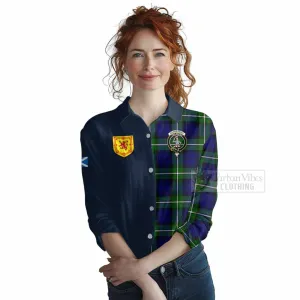 Bannerman Tartan Women's Casual Shirt Alba with Scottish Lion Royal Arm Half Style
