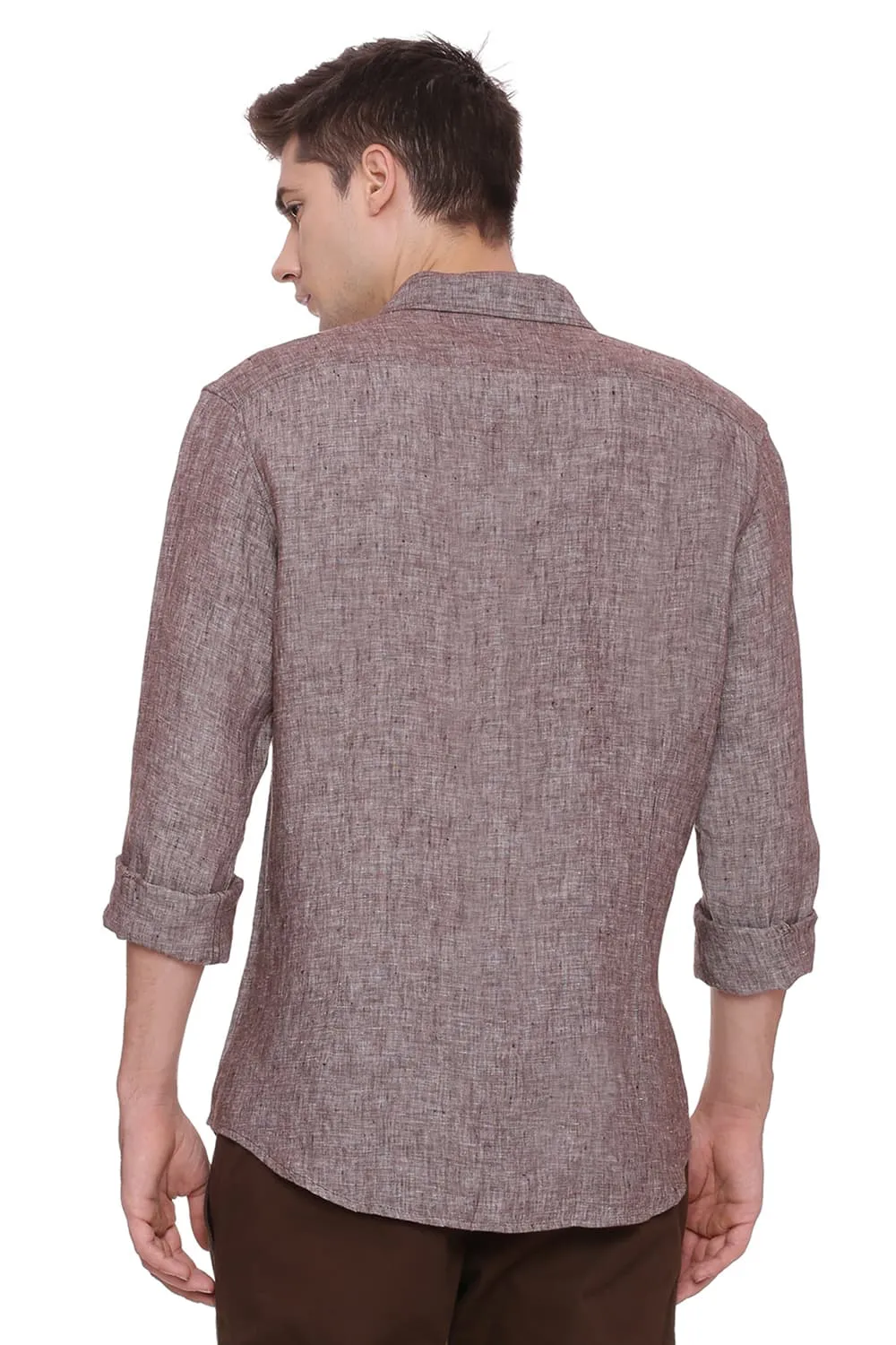Basics Slim Fit Linen Casual Shirt
