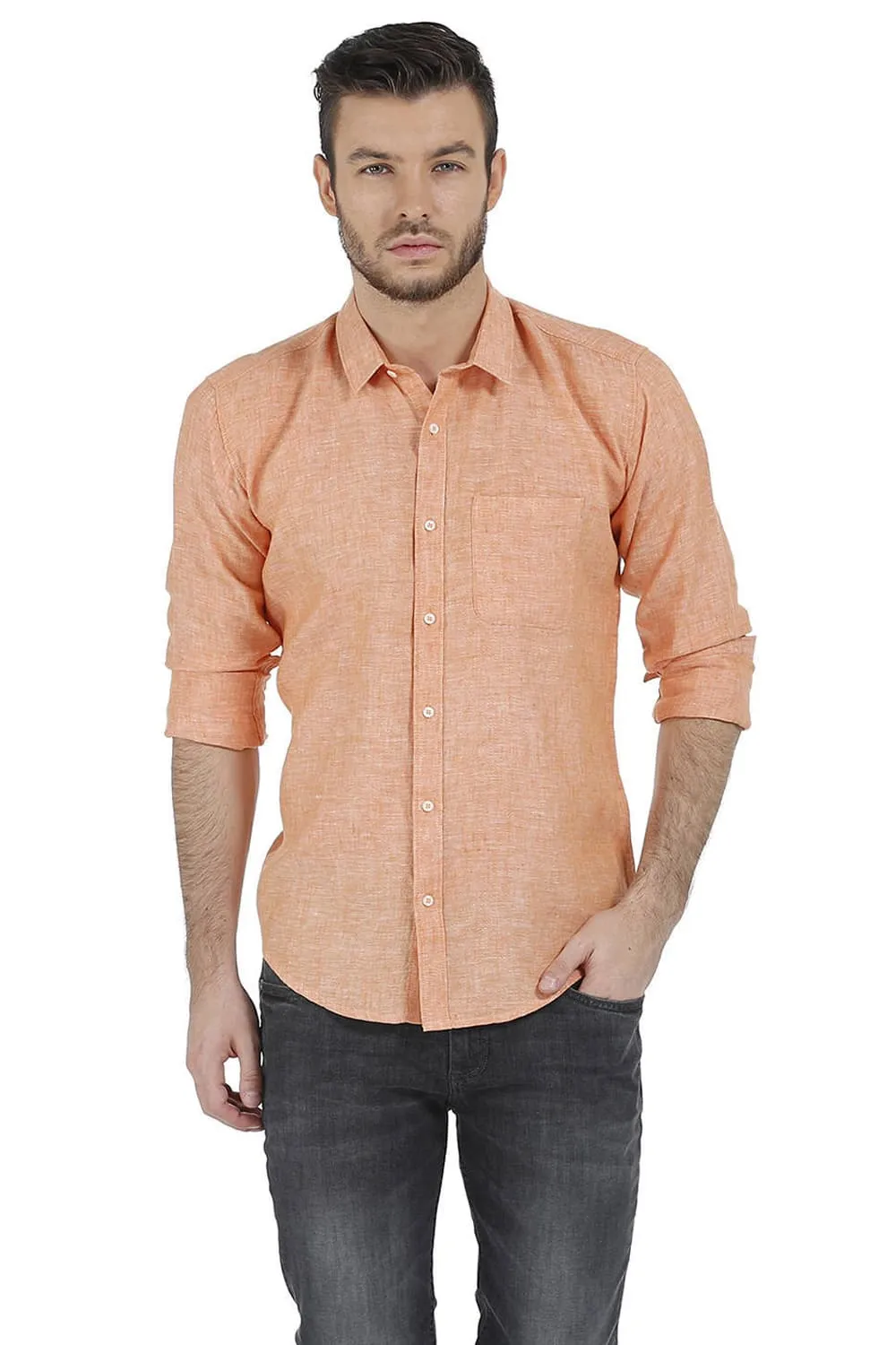 Basics Slim Fit Linen Casual Shirt