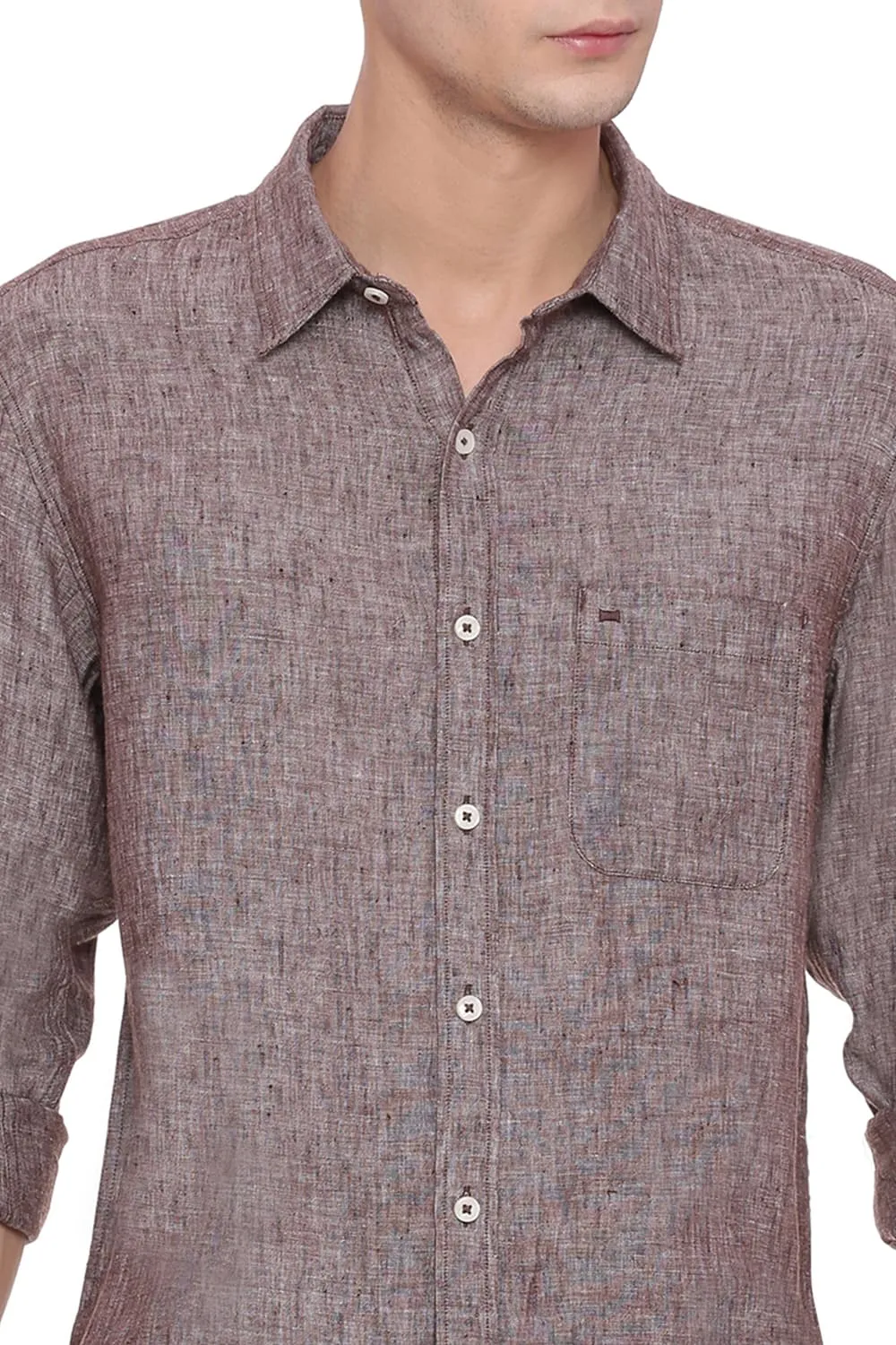 Basics Slim Fit Linen Casual Shirt