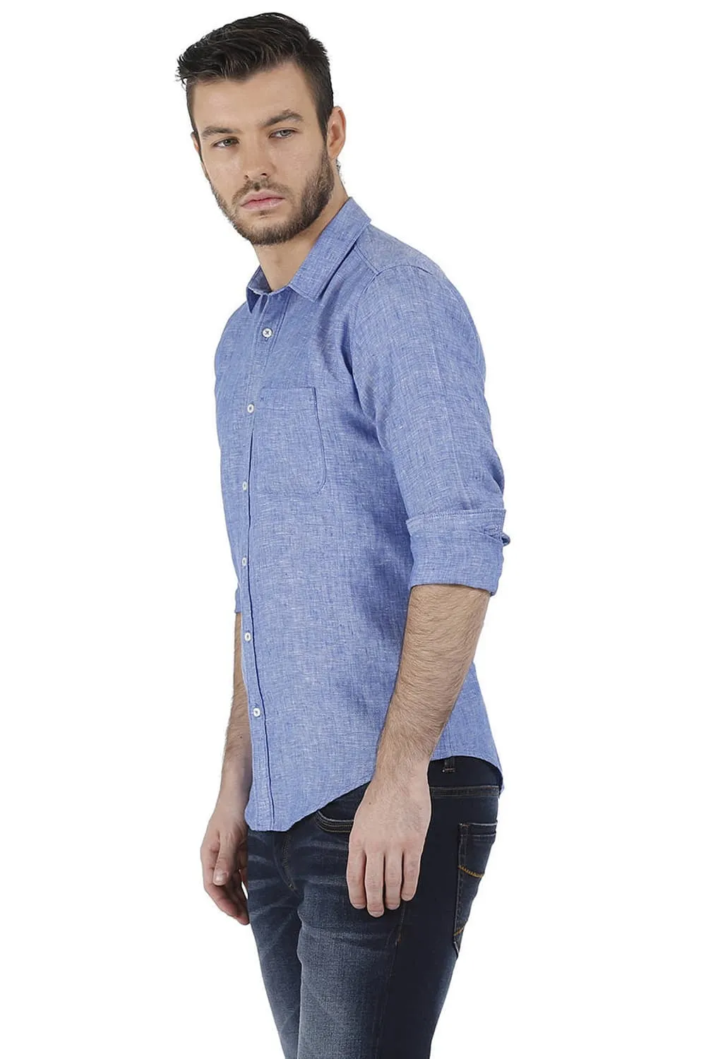 Basics Slim Fit Linen Casual Shirt