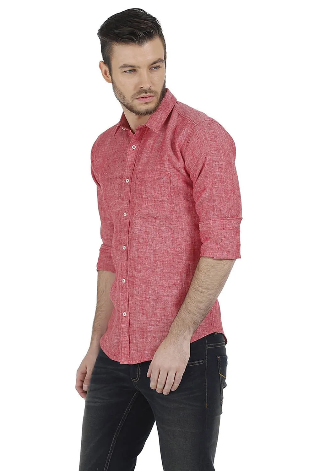 Basics Slim Fit Linen Casual Shirt