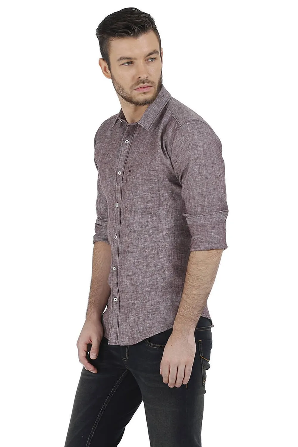 Basics Slim Fit Linen Casual Shirt