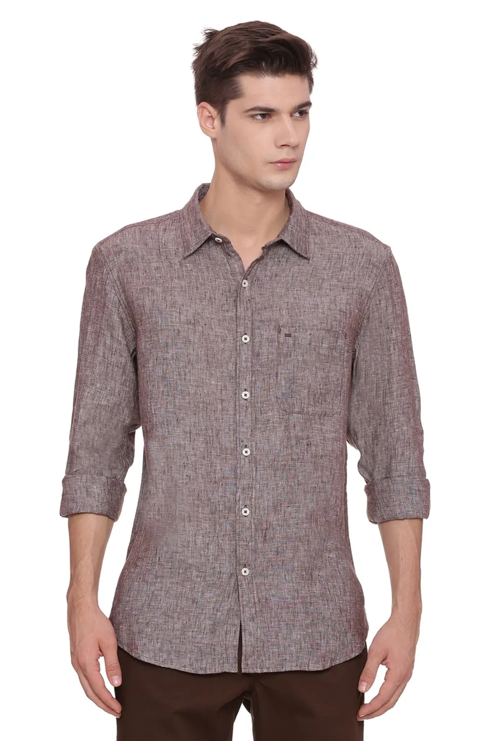 Basics Slim Fit Linen Casual Shirt