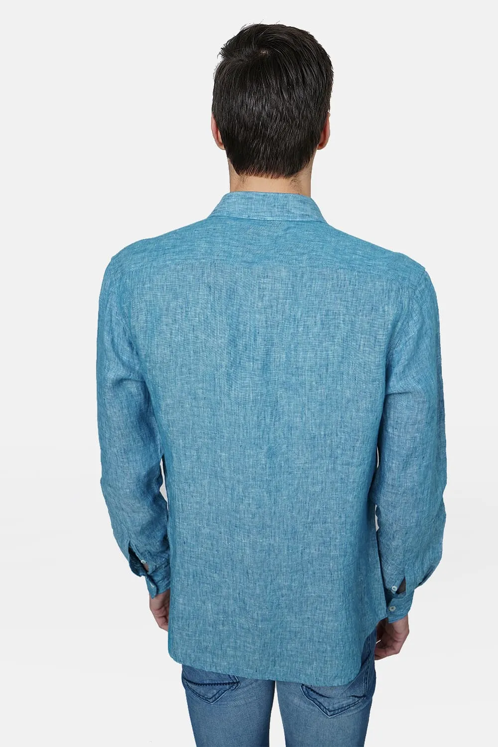 Basics Slim Fit Linen Casual Shirt