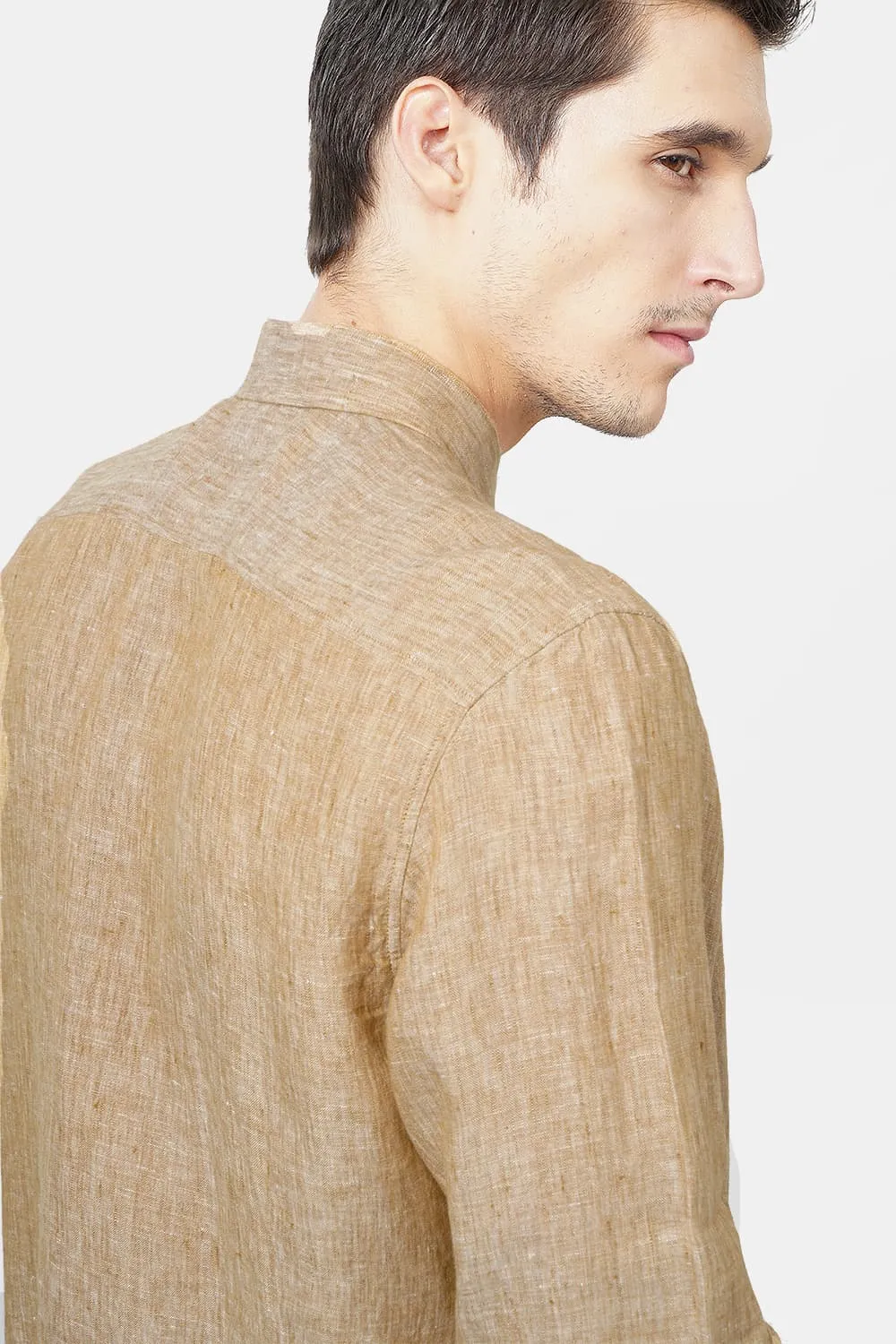 Basics Slim Fit Linen Casual Shirt