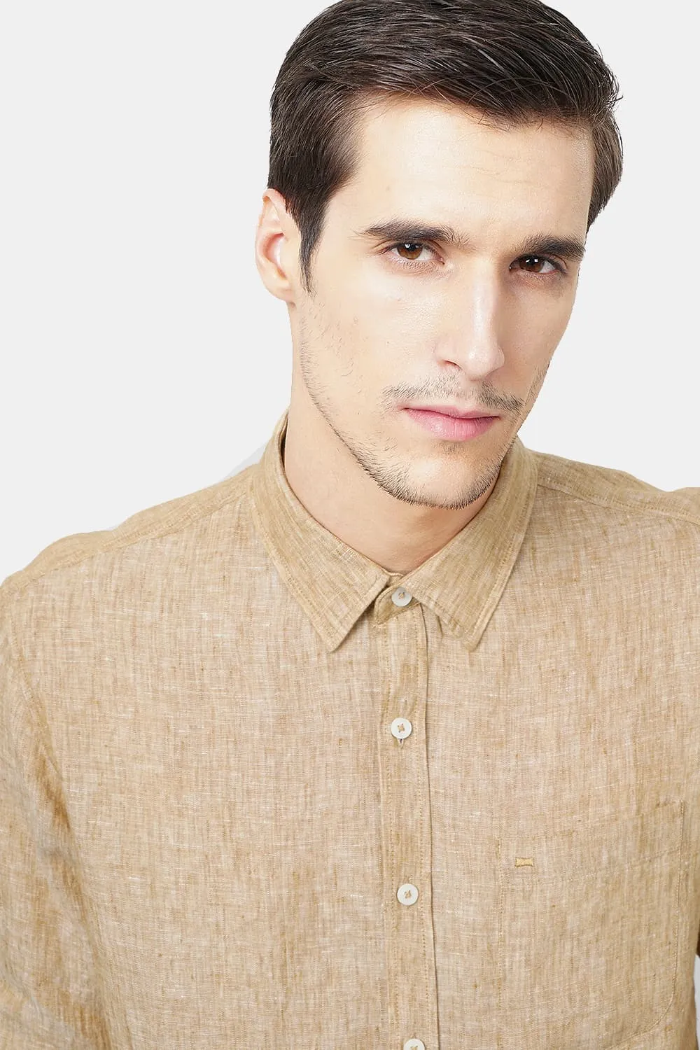 Basics Slim Fit Linen Casual Shirt