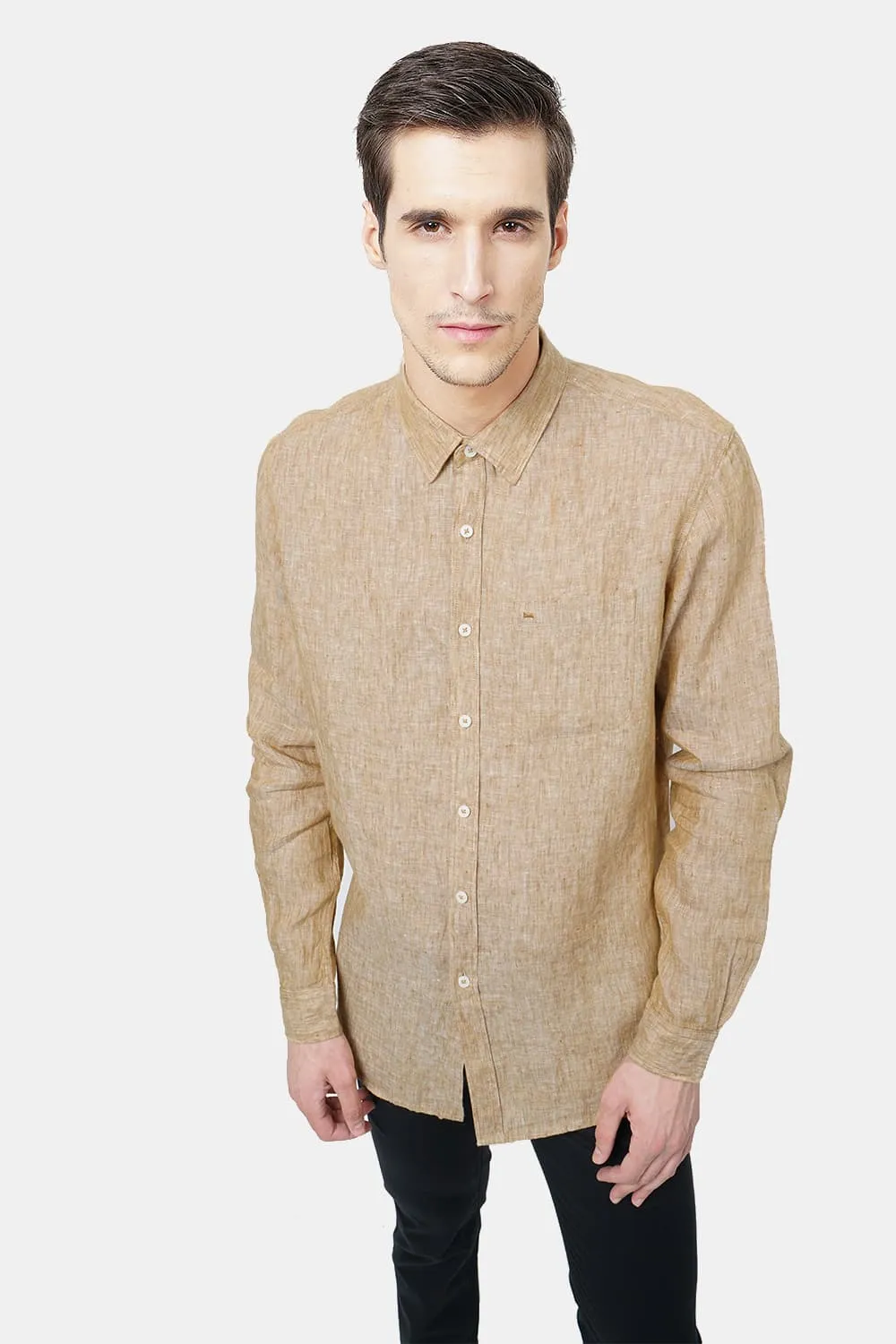 Basics Slim Fit Linen Casual Shirt