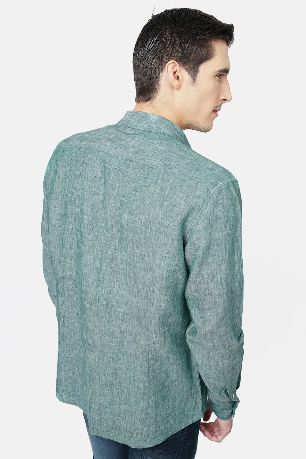 Basics Slim Fit Linen Casual Shirt