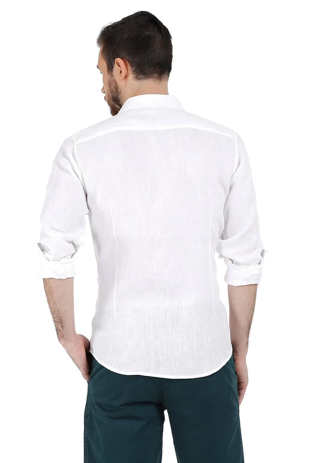 Basics Slim Fit Linen Casual Shirt