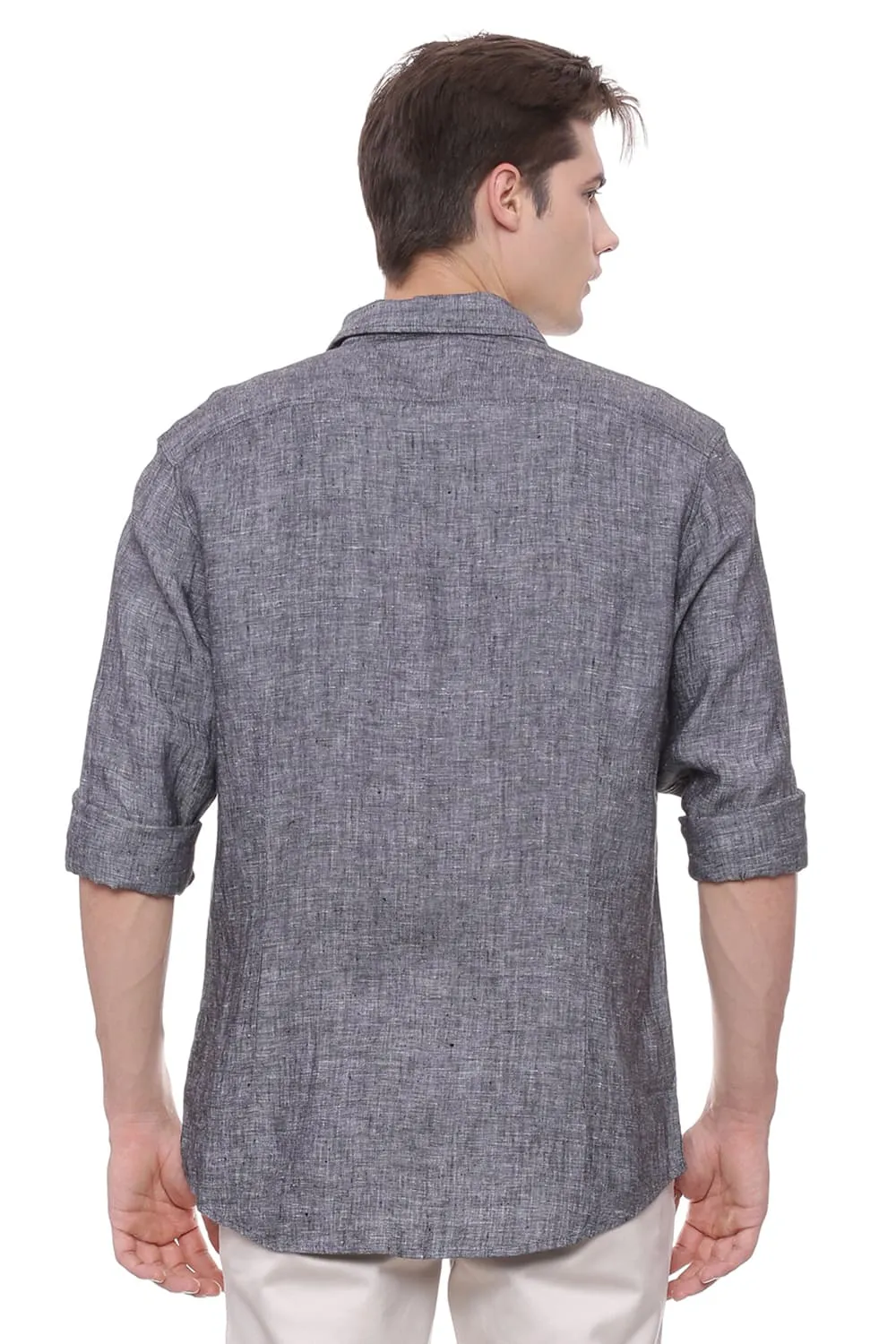 Basics Slim Fit Linen Casual Shirt