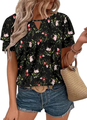 BETTE BOUTIK Womens Short Sleeve Summer Tops Pleated Tunic Tops Shirt S-3XL