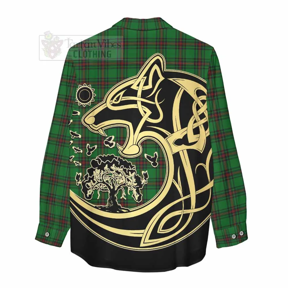 Beveridge Tartan Women's Casual Shirt with Family Crest Celtic Wolf Style
