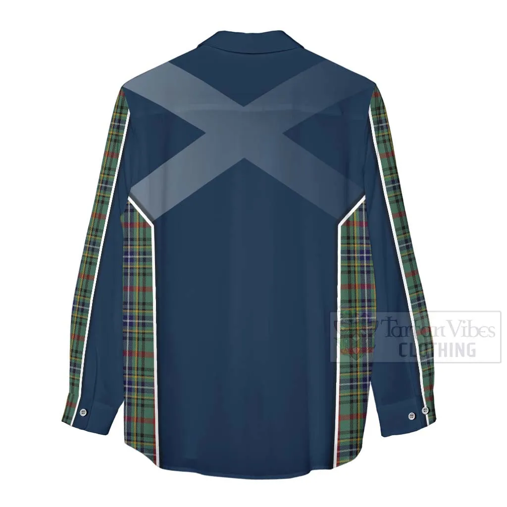 Bisset Tartan Women's Casual Shirt with Family Crest and Scottish Thistle Vibes Sport Style
