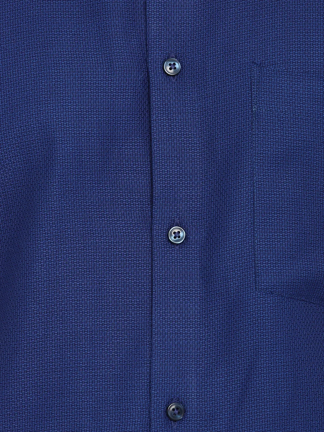 Blue Cotton Self Design Slim Fit Shirt