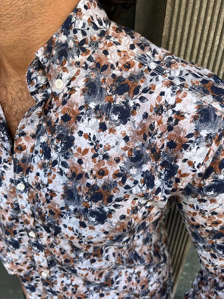 Bojoni Veneta Slim Fit Floral Patterned Shirt