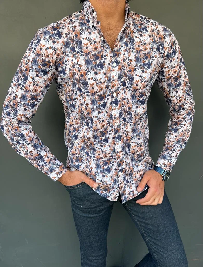 Bojoni Veneta Slim Fit Floral Patterned Shirt