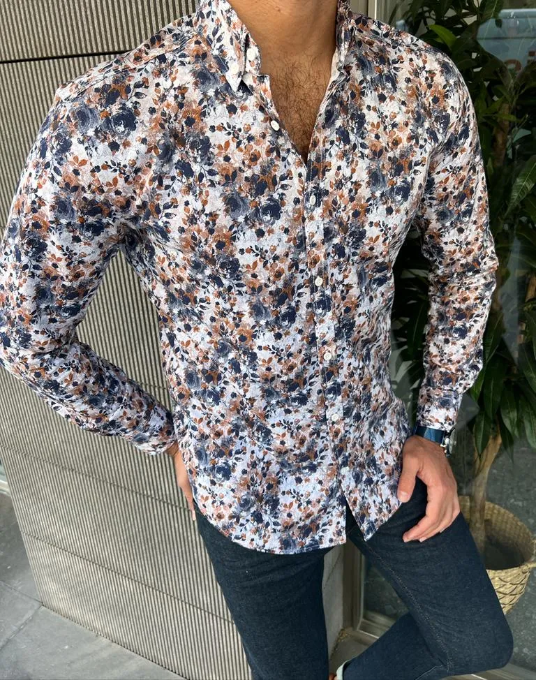 Bojoni Veneta Slim Fit Floral Patterned Shirt