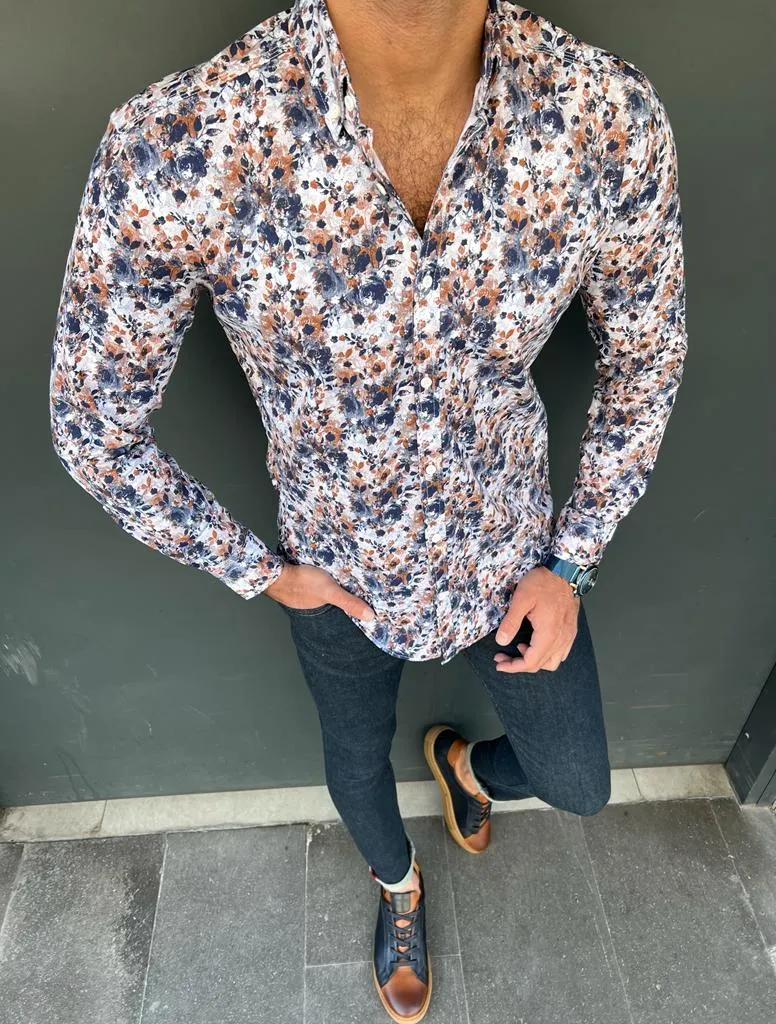 Bojoni Veneta Slim Fit Floral Patterned Shirt