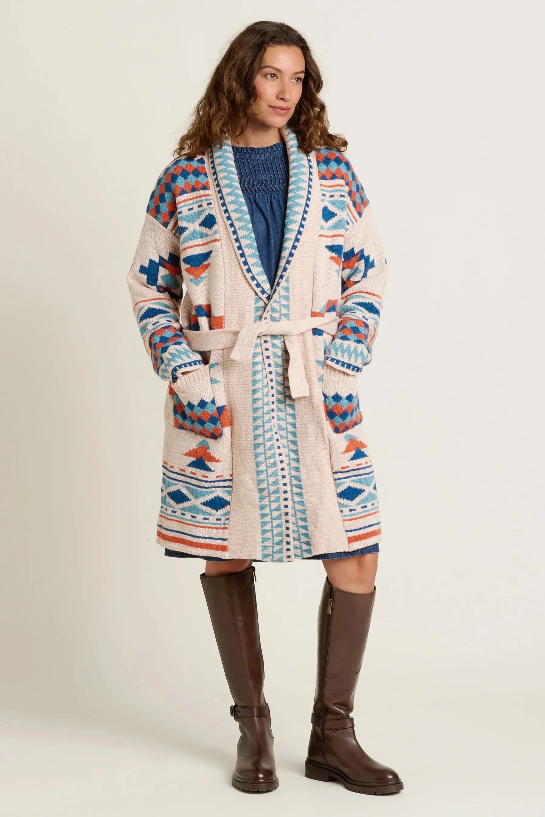 Brakeburn 10 Geo Belted Knitted Cardigan
