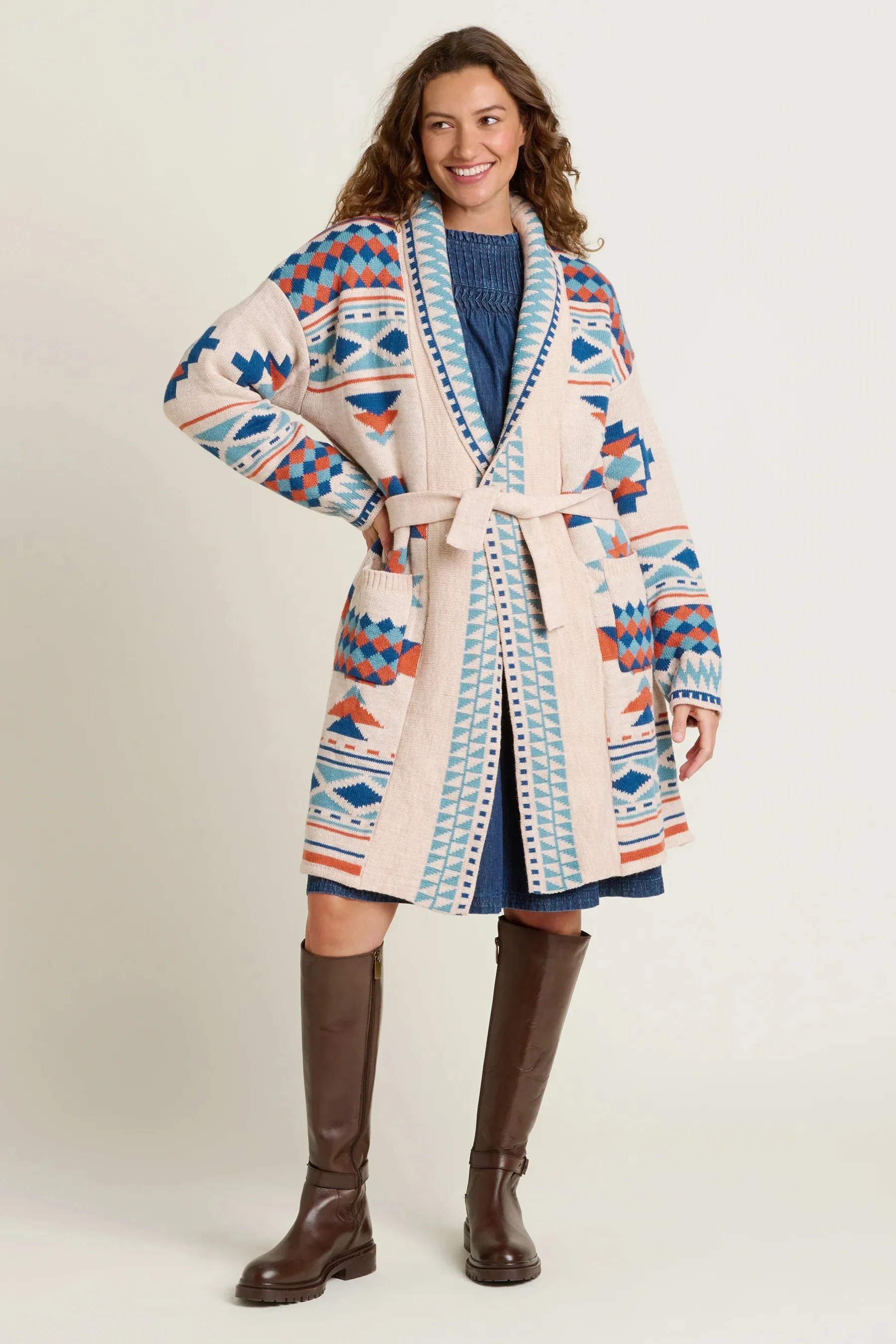 Brakeburn 10 Geo Belted Knitted Cardigan