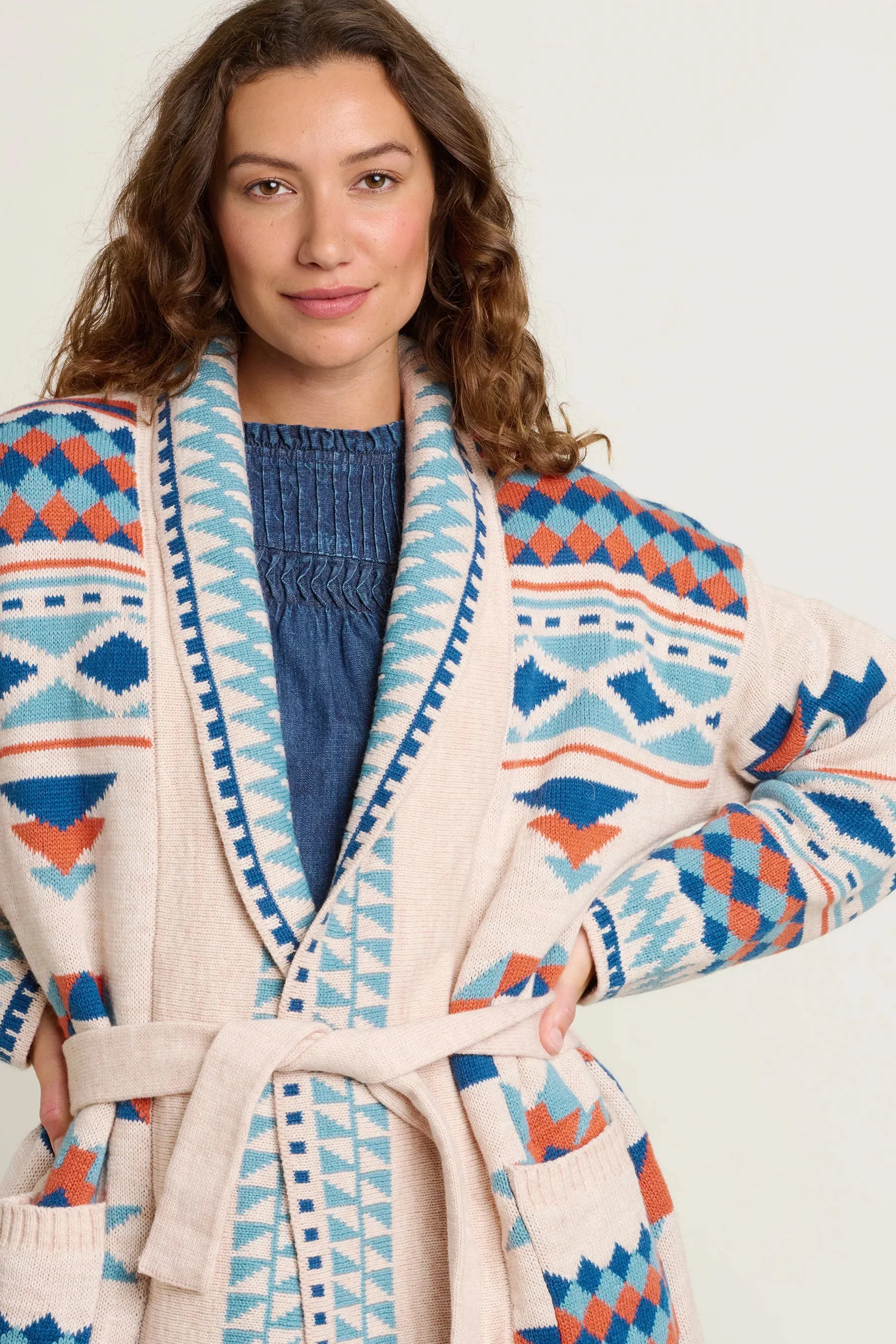Brakeburn 10 Geo Belted Knitted Cardigan