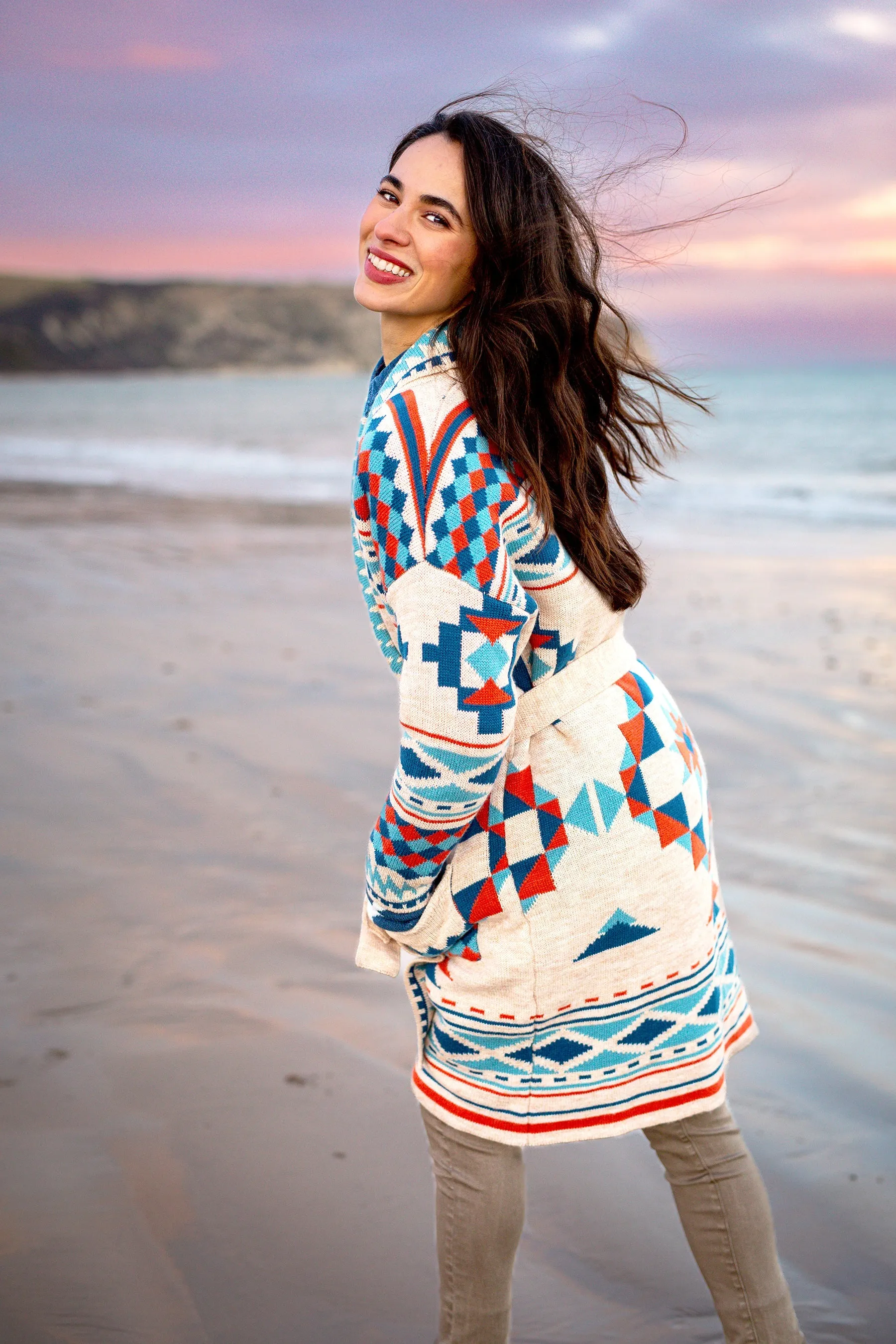 Brakeburn 10 Geo Belted Knitted Cardigan