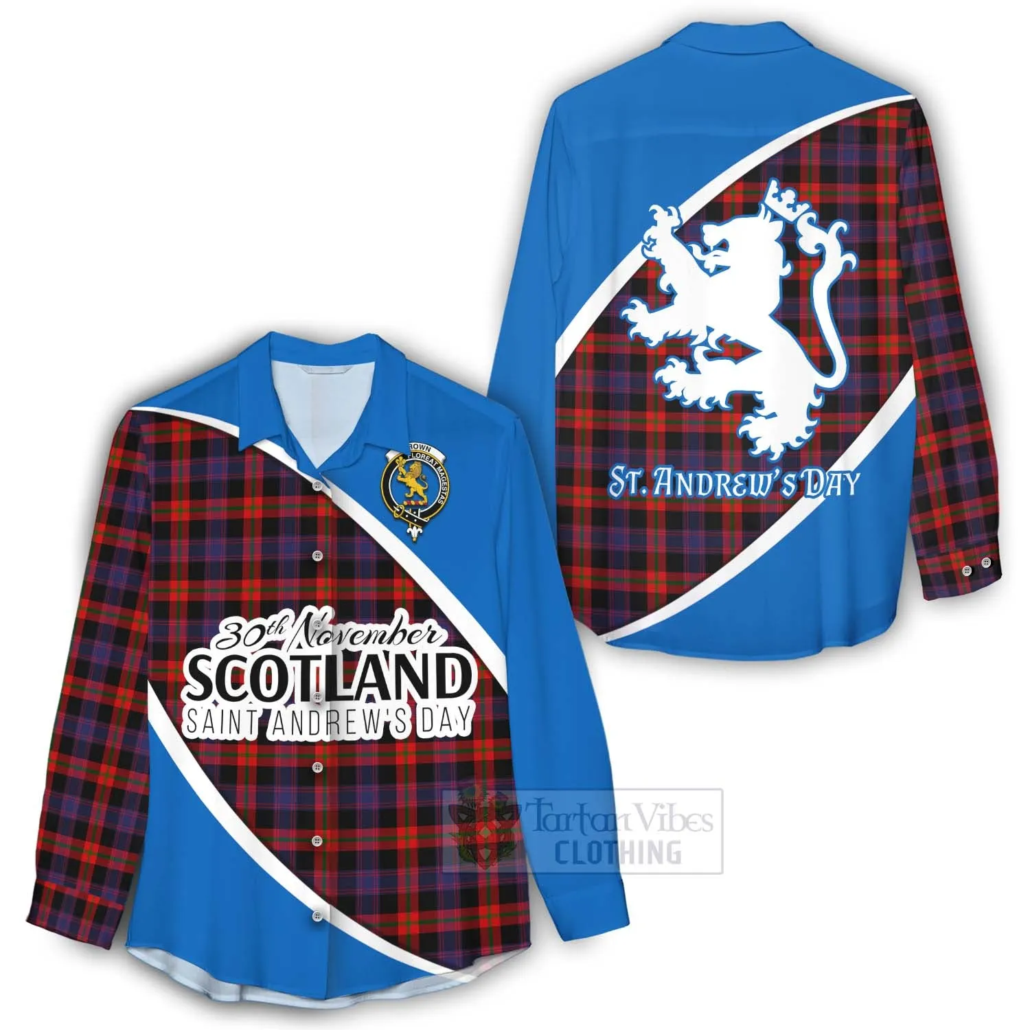 Brown (Broun) Family Crest Tartan Women's Casual Shirt Celebrate Saint Andrew's Day in Style