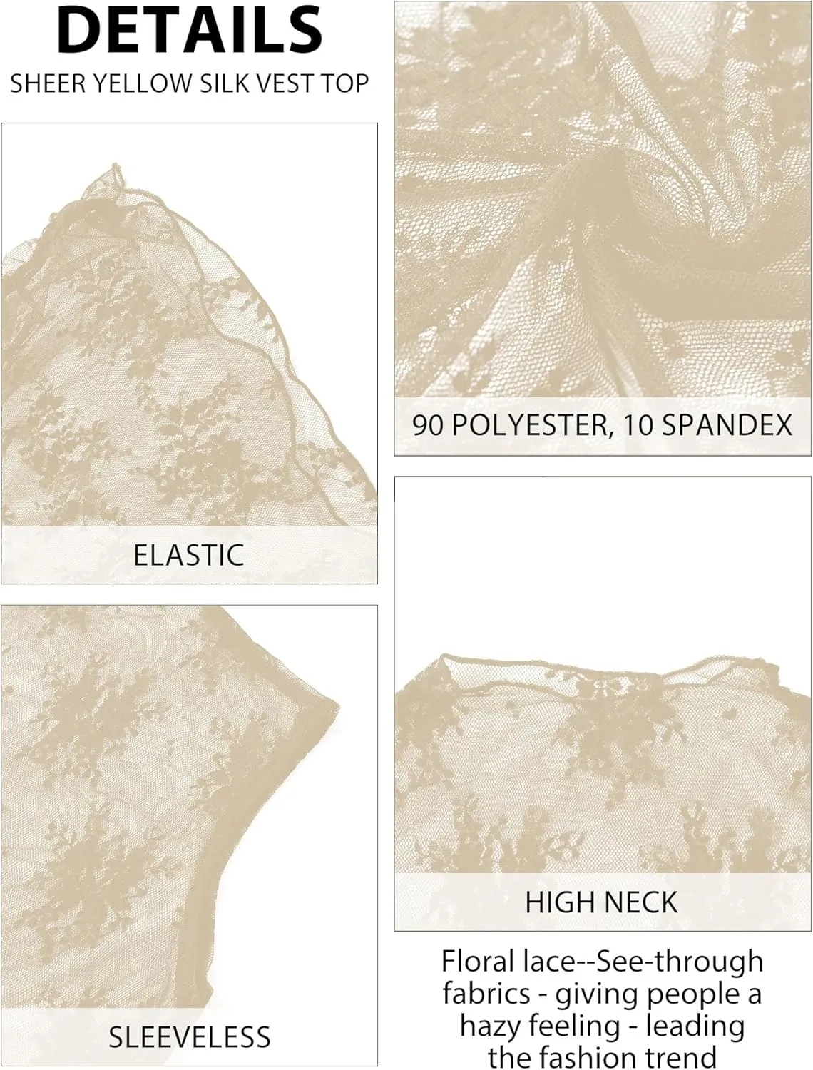 Buauty Mesh Long Sleeve Top for Women, Lace Sheer Tops See Through Mock Neck Floral Embroidery Sheer Blouce Fishnet Shirt