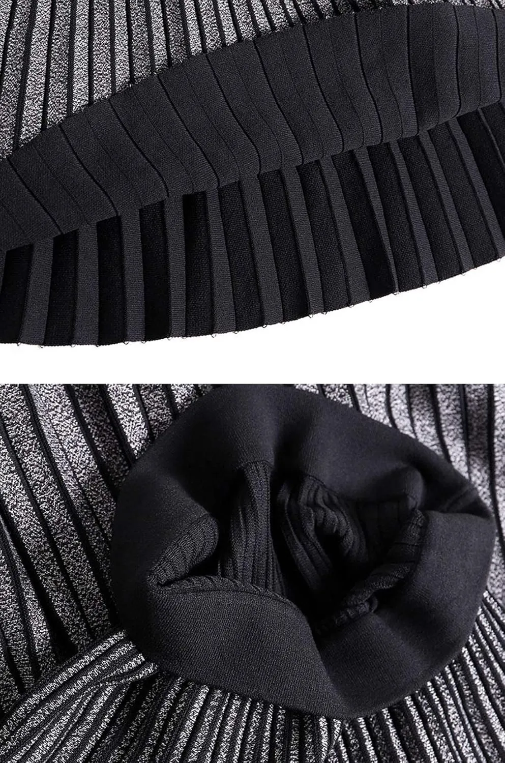 CHARTOU Women's Winter Reversible Stretchy Waist Knitted A Line Pleated Midi Skirt