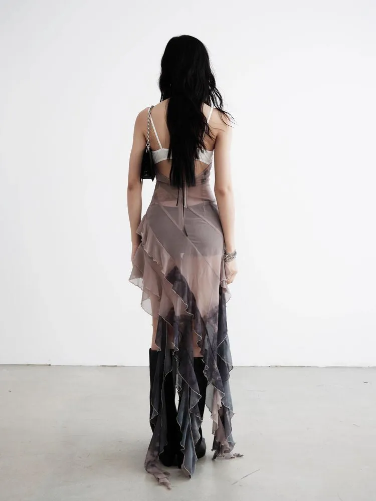Chiffon suspender skirt【s0000009448】