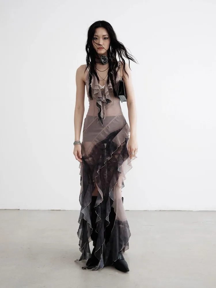 Chiffon suspender skirt【s0000009448】