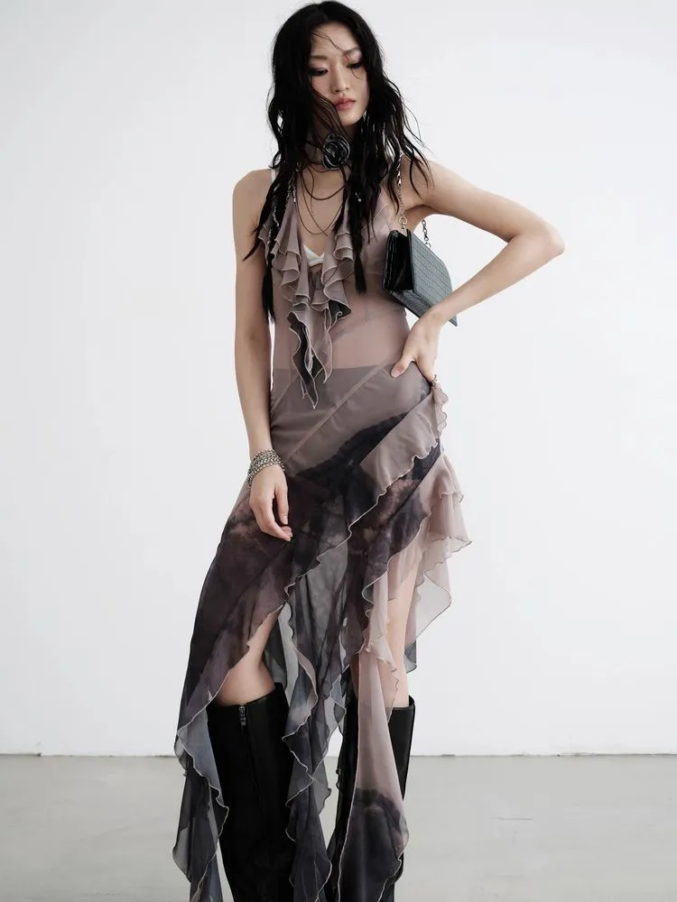 Chiffon suspender skirt【s0000009448】