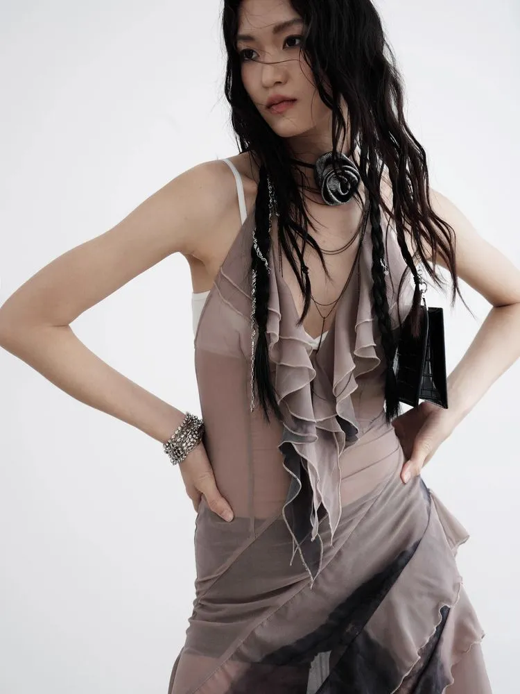 Chiffon suspender skirt【s0000009448】