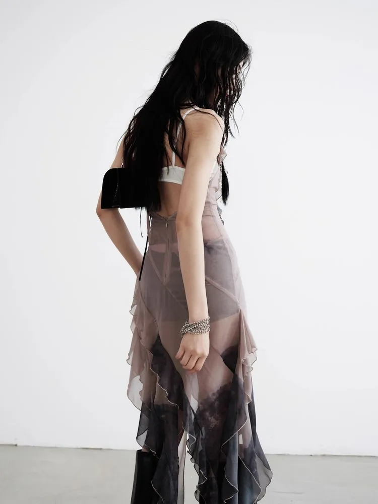 Chiffon suspender skirt【s0000009448】