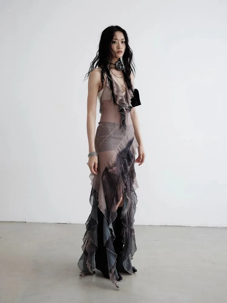 Chiffon suspender skirt【s0000009448】