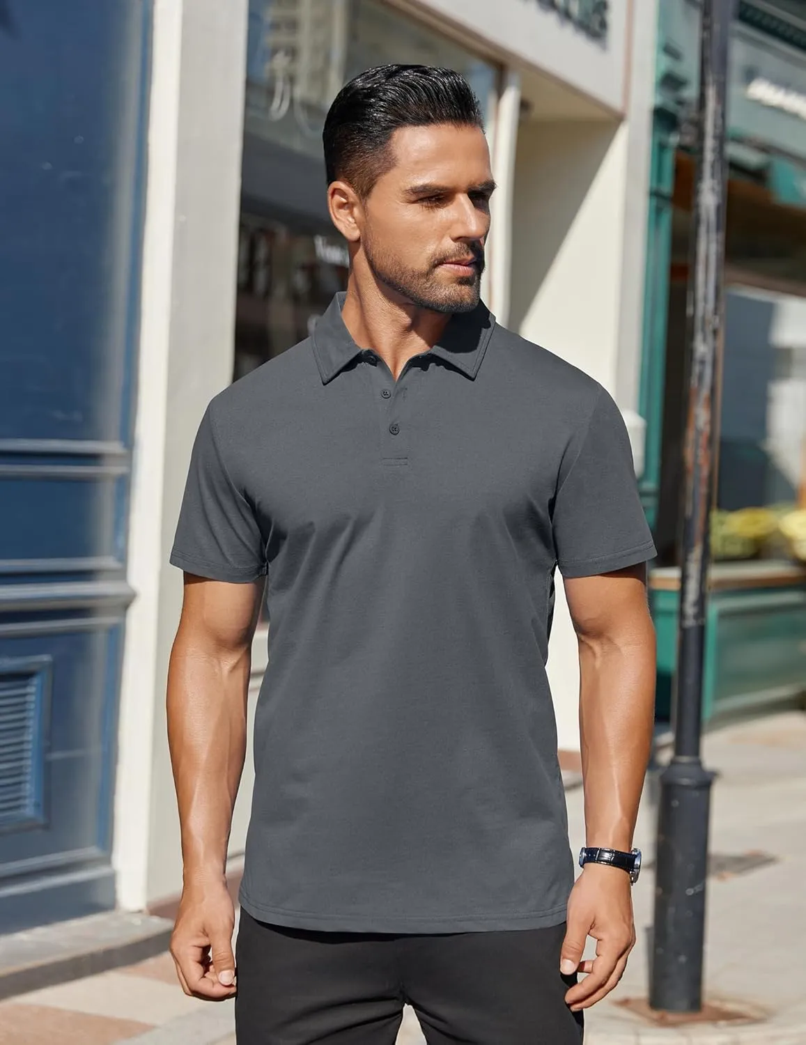 COOFANDY Men's Polo Shirts Short Sleeve Moisture Wicking Golf Shirt Fashion Casual Collared T-Shirt