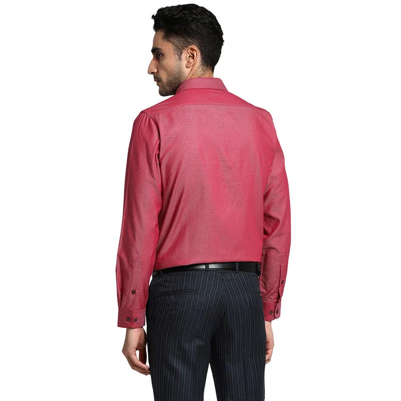 Cotton Maroon Slim Fit Self Design Formal Shirts